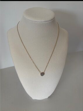 Delicate Gold Pavé Disc Necklace - Women's Jewelry